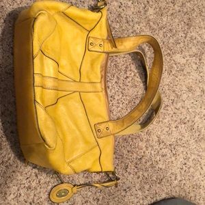 Fossil mustard yellow leather purse